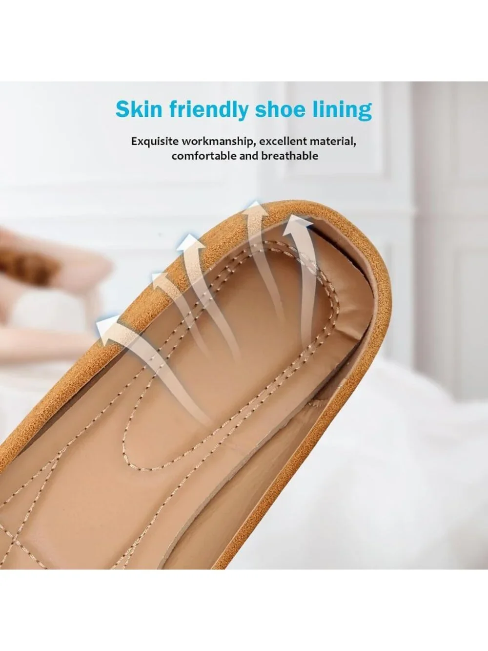 Women's 06-Brown Pointed Toe Pearl Flats Comfort Non Slip Soft Sole Office Shoes